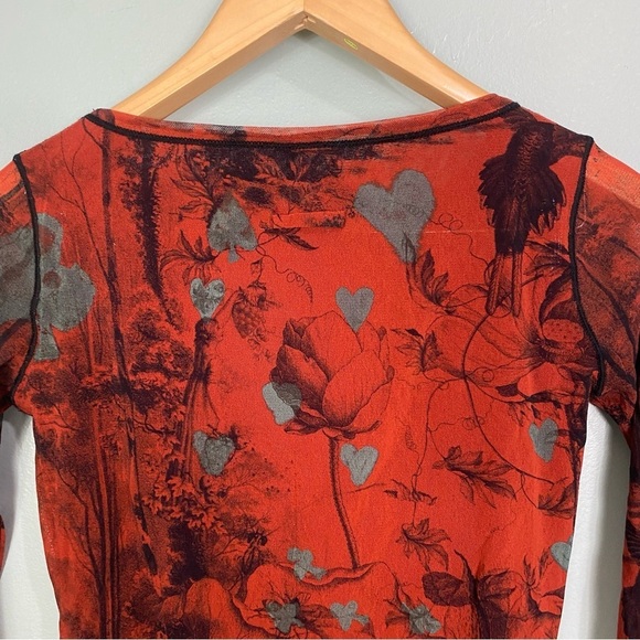 Jean Paul Gaultier Fuzzi Mesh Cards Hearts Spades Birds Y2K L? Read Description‎ - Picture 6 of 9